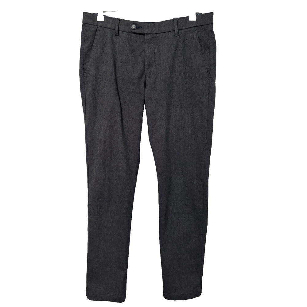 Bugatti Mens Modern Dress Pants 34X32 Blue Slim Fit Straight Leg Business Office